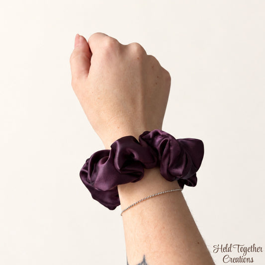 Deep Plum Satin Scrunchie