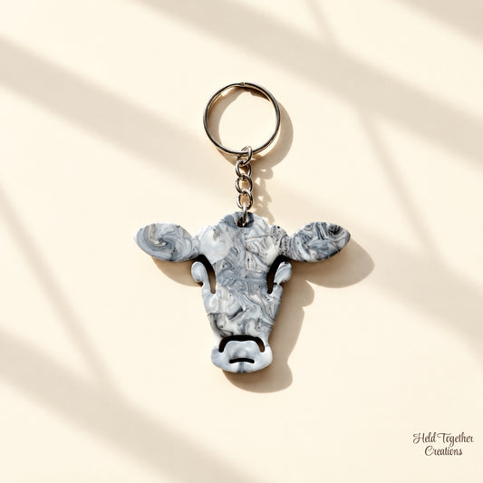 Marble Moo Resin Keyring