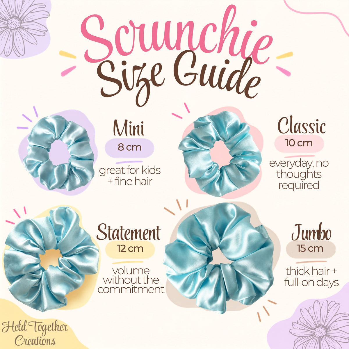 Sky Blue Satin Scrunchie