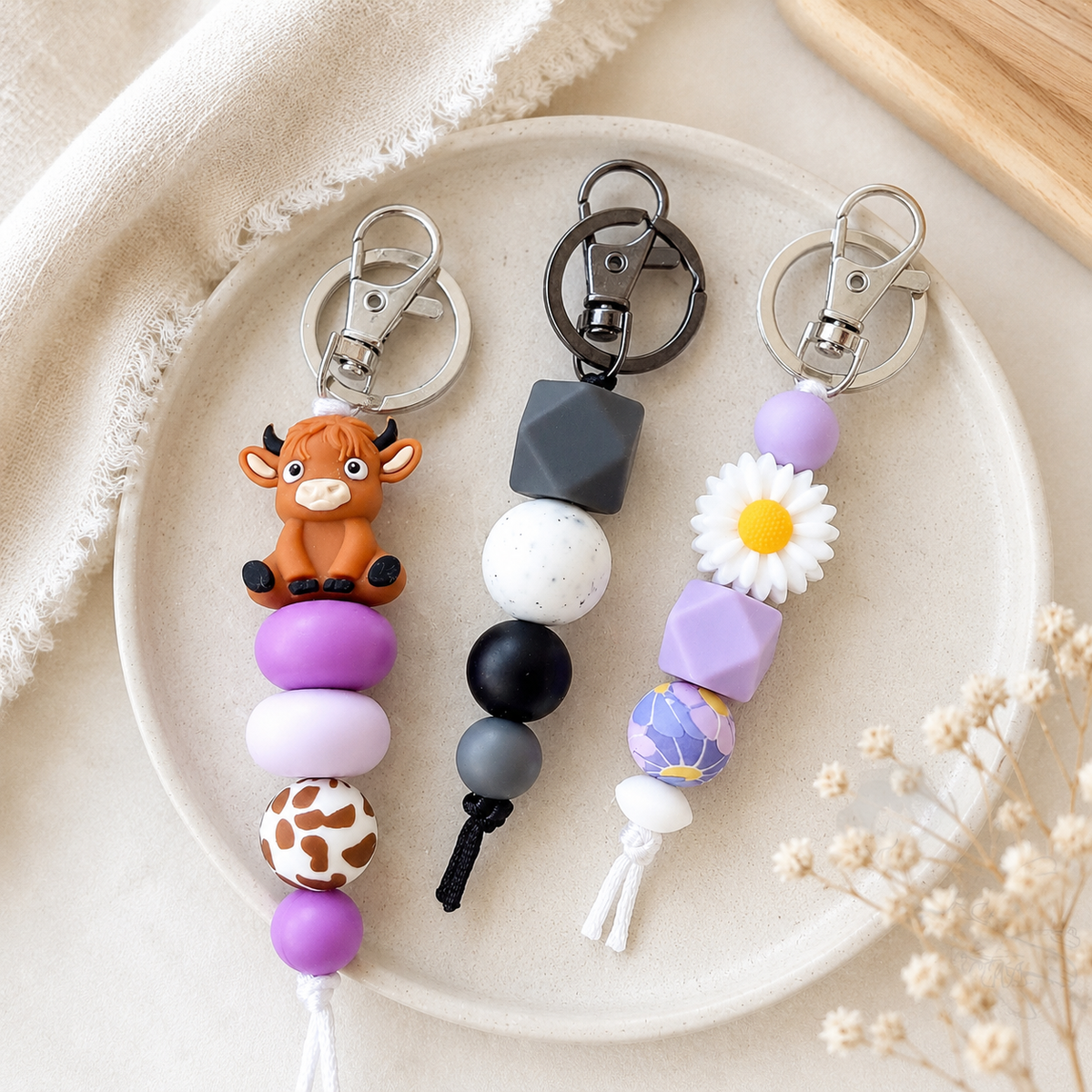 Silicone Bead Keyrings