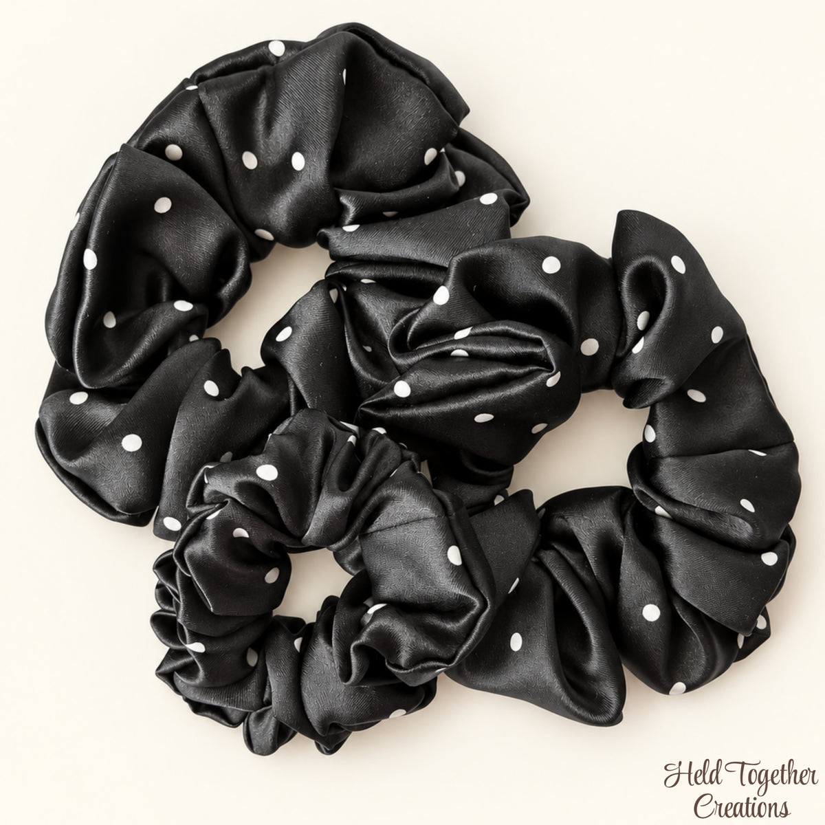 Black Spot Satin Scrunchie