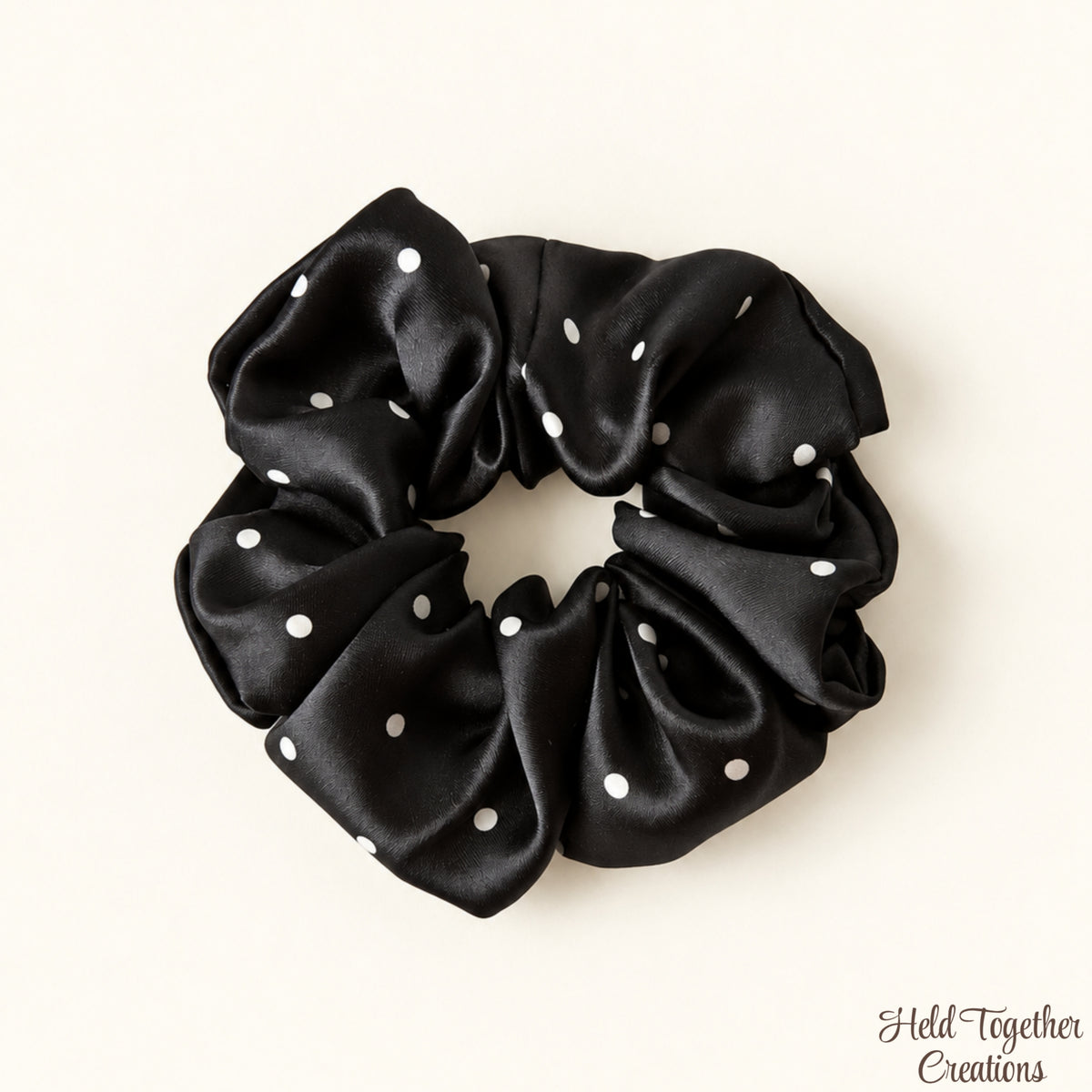 Black Spot Satin Scrunchie