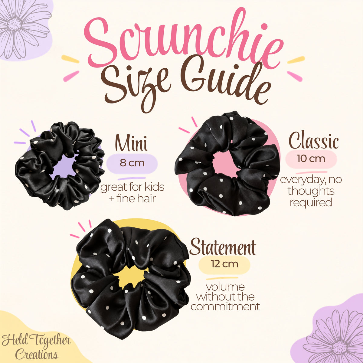 Black Spot Satin Scrunchie