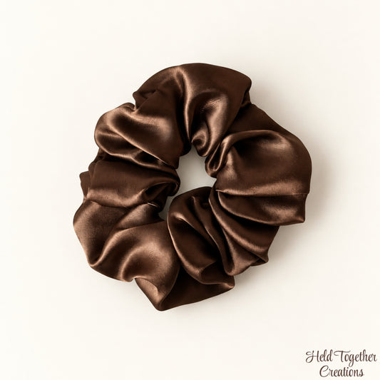 Brown Satin Scrunchie