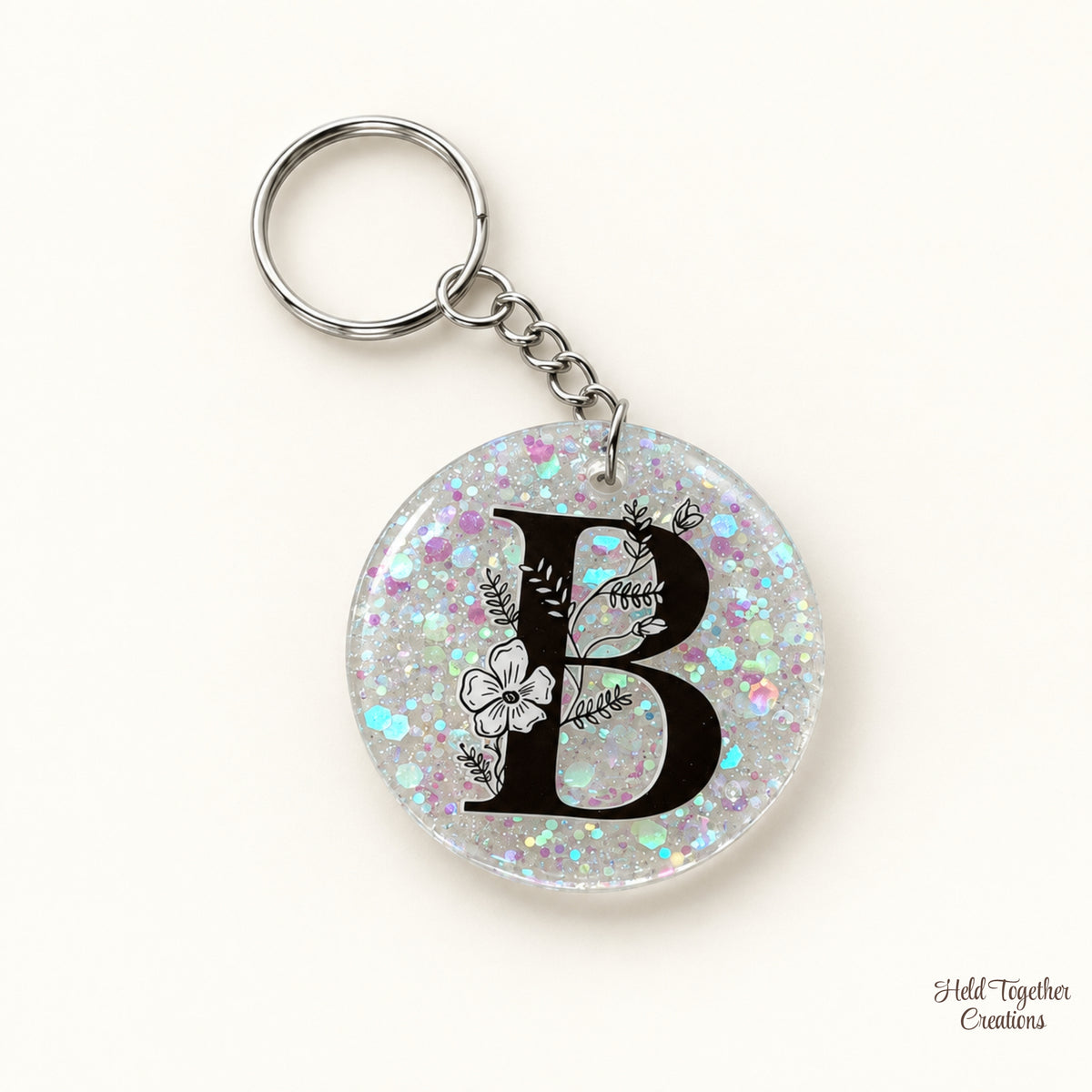 Confetti Bloom Resin Initial Bag Tag