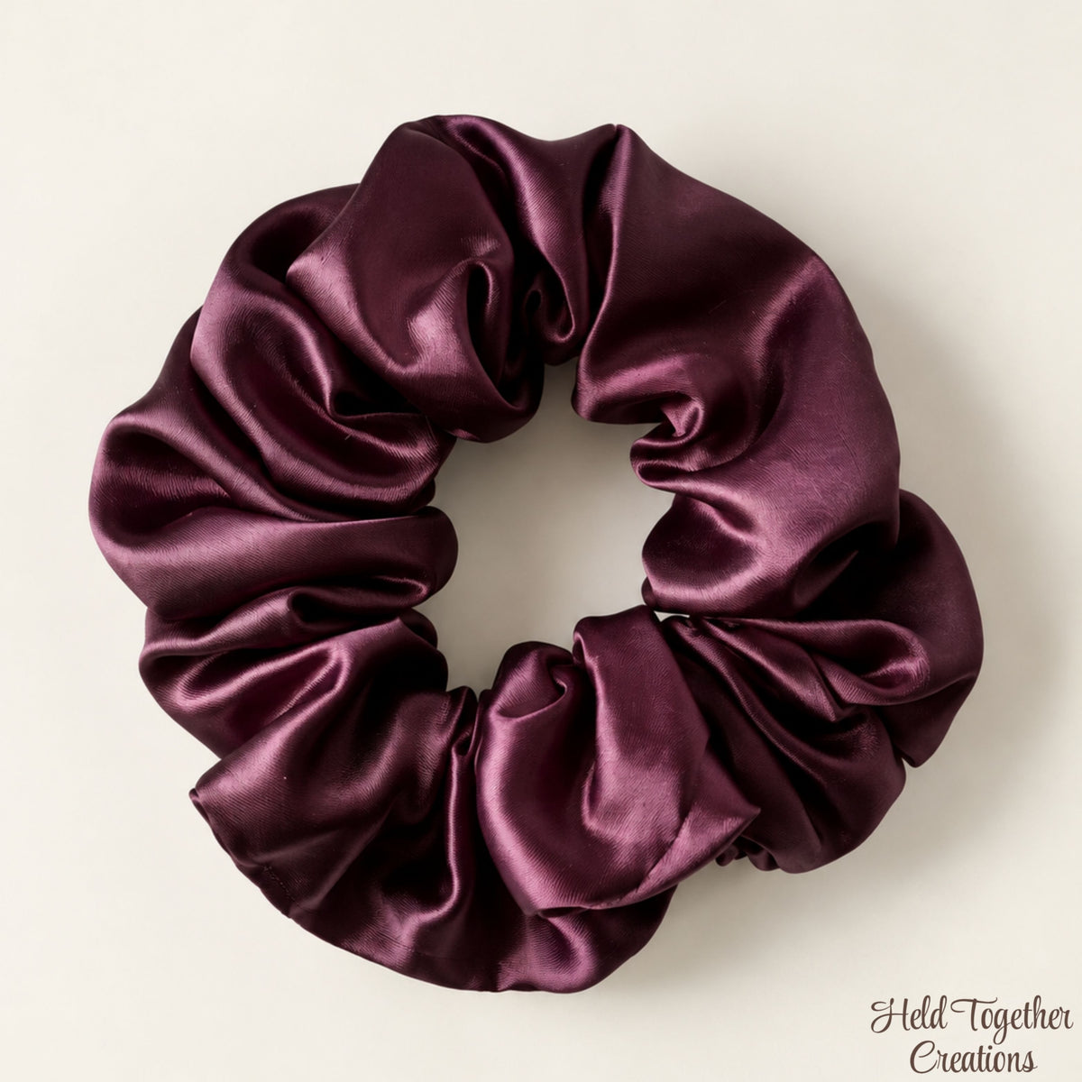 Deep Plum Satin Scrunchie