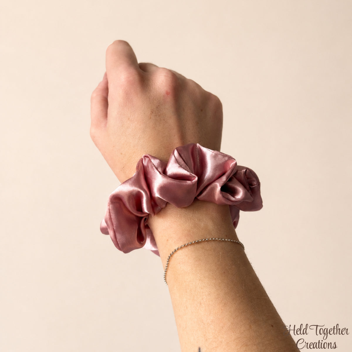 Dusty Pink Satin Scrunchie