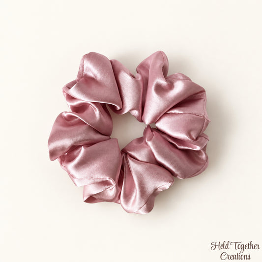 Dusty Pink Satin Scrunchie