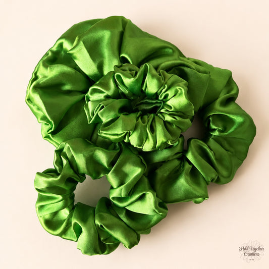 Green Satin Scrunchie