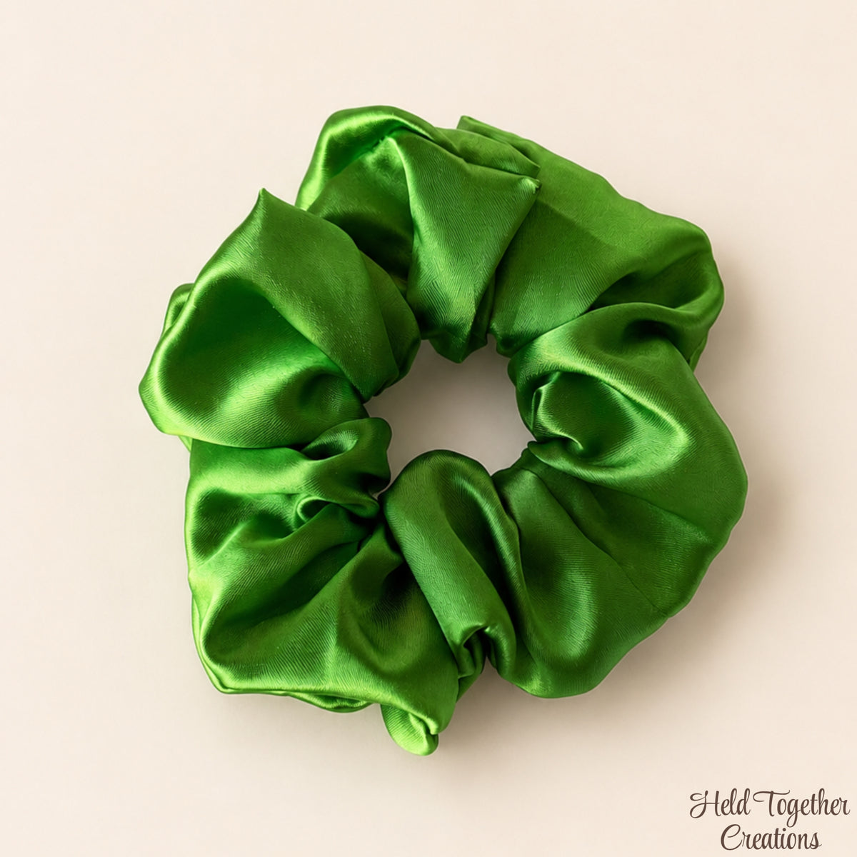 Green Satin Scrunchie