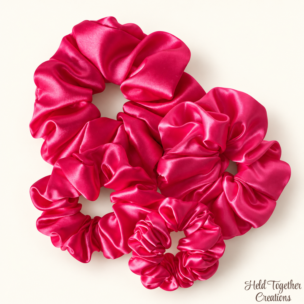 Hot Pink Satin Scrunchie