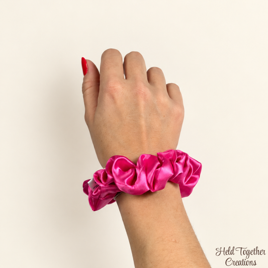 Hot Pink Satin Scrunchie