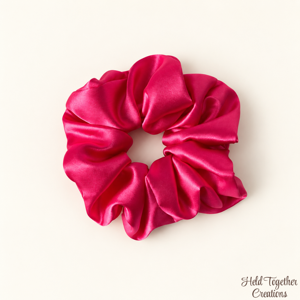 Hot Pink Satin Scrunchie