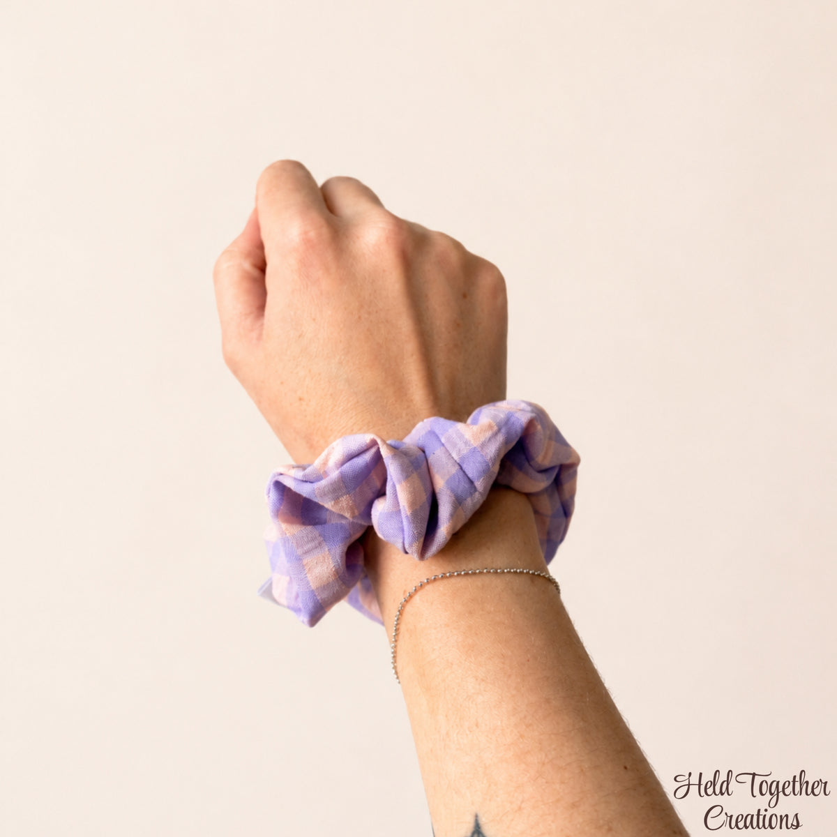Lavender Check Scrunchie