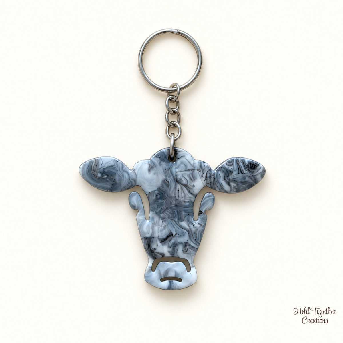 Marble Moo Resin Keyring