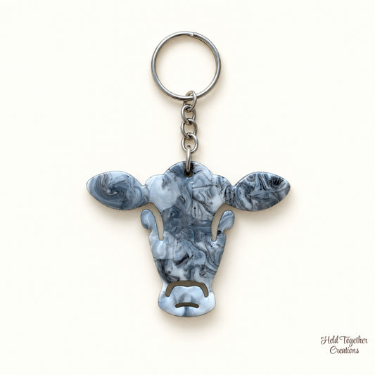 Marble Moo Resin Keyring