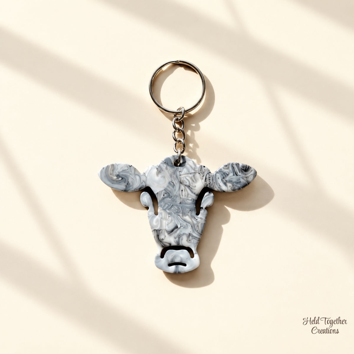 Marble Moo Resin Keyring
