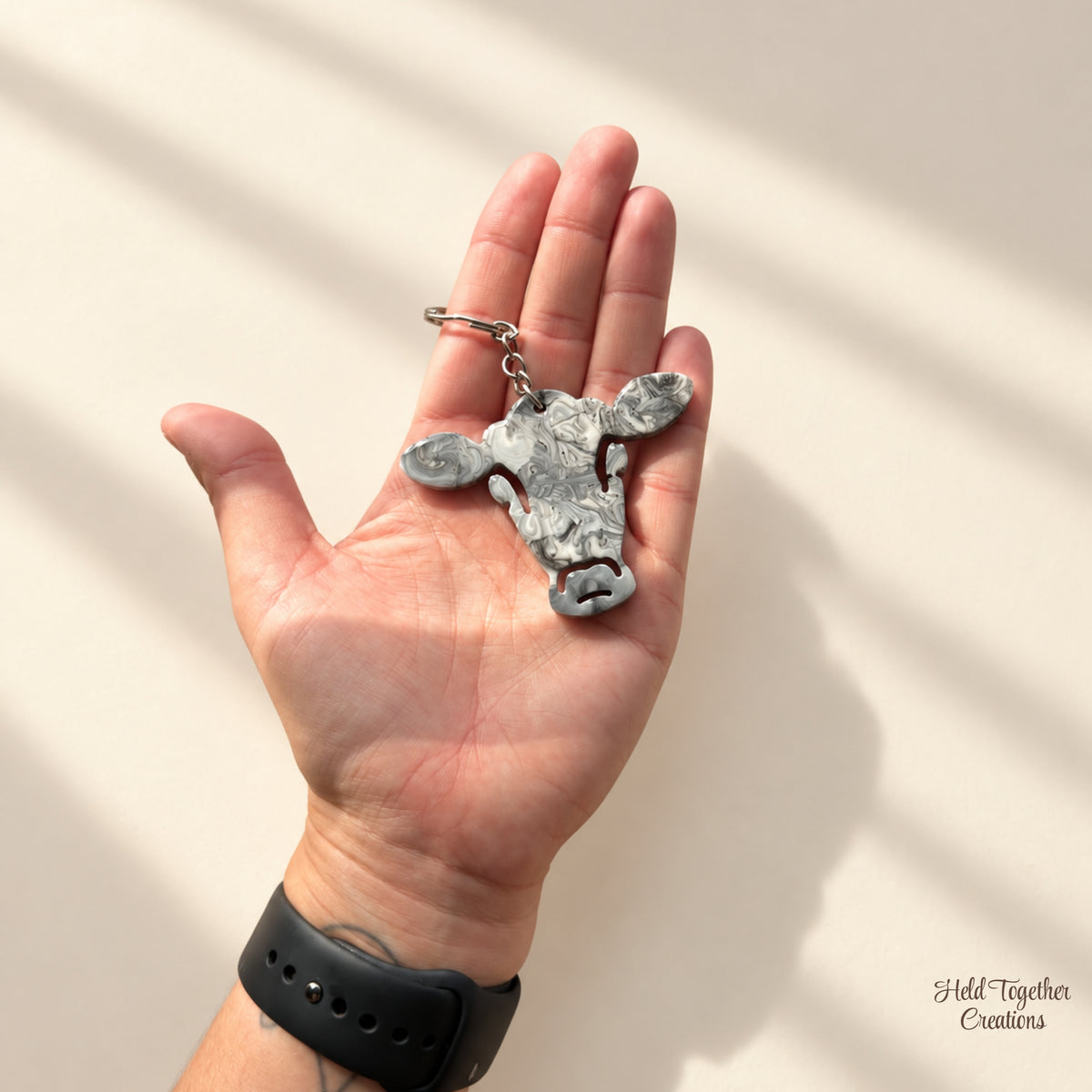 Marble Moo Resin Keyring