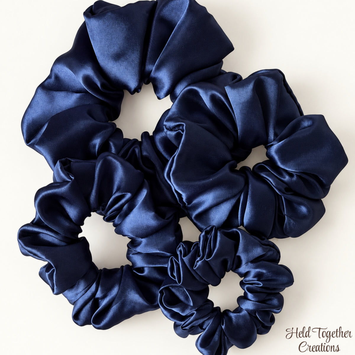 Navy Satin Scrunchie
