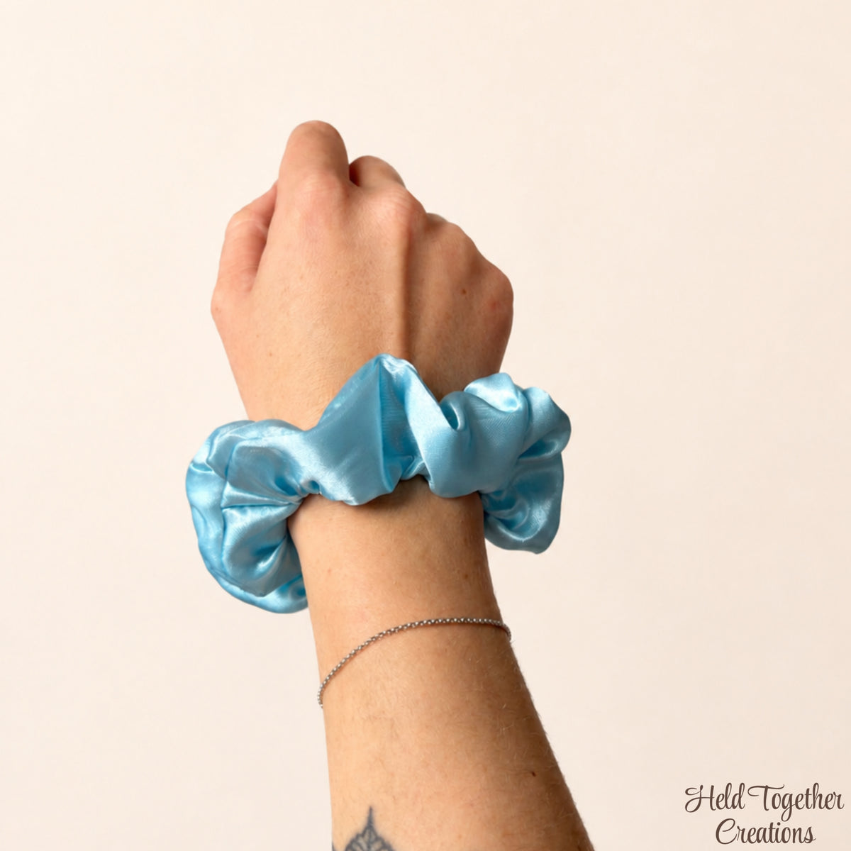 Sky Blue Satin Scrunchie