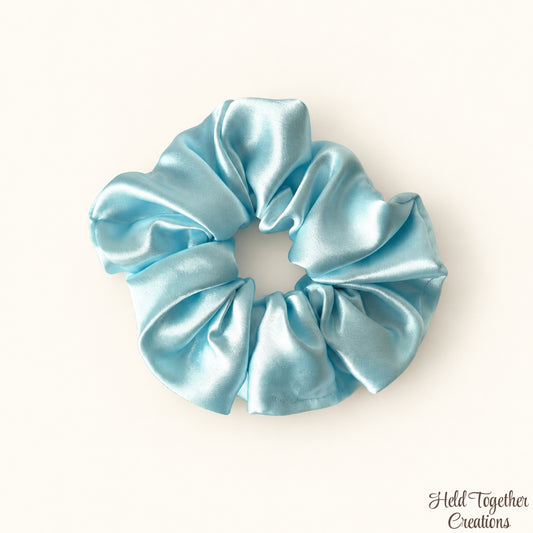 Sky Blue Satin Scrunchie