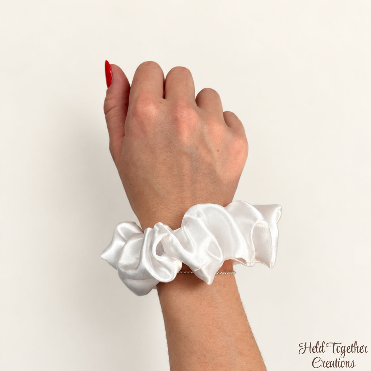 White Satin Scrunchie